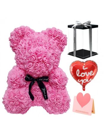 Rosa Rosenbär Blumenbär zum Muttertag, Valentinstag, Jahrestag, Hochzeiten & Geburtstag