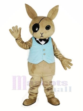 Hase Diener mit Blau Weste Maskottchen Kostüm Karikatur
