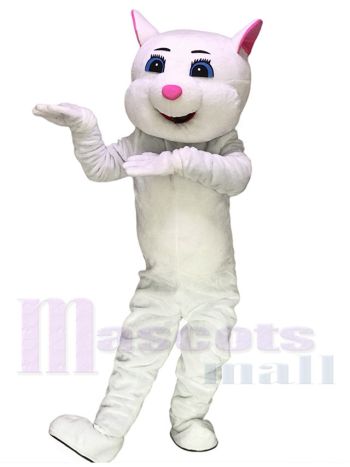 Rosa Ohren Kitty Cat White Maskottchen Kostüme Cartoon