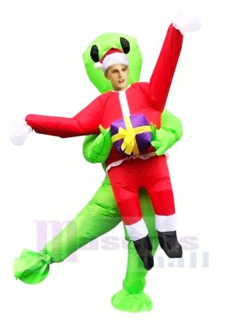 Aufblasbar Tragen Mich Weihnachten Santa Claus Grün Außerirdischer ET Party Kostüm