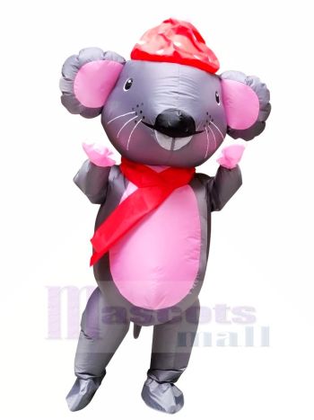 Herr. Maus mit rot Hut Aufblasbar Maskottchen Kostüme Karikatur