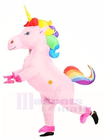 Aufblasbar Süß Regenbogen-Einhorn für Erwachsene Sprengen Maskottchen Kostüm