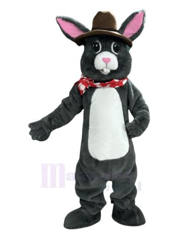 Graues Kaninchen mit Cowboyhut Maskottchen Kostüm Tier
