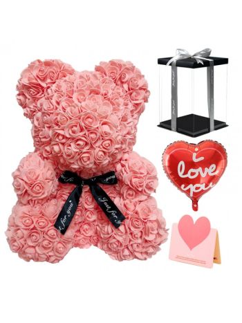 Rosa rot Rosenbär Blumenbär zum Muttertag, Valentinstag, Jahrestag, Hochzeiten & Geburtstag