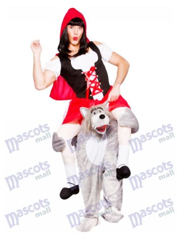 Erwachsene tragen mich Wolf mit Rotkäppchen-Maskottchen-Kostüm-Abendkleid Halloween-Outfit