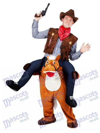 Wild Western Pferd tragen mich Piggy Back Maskottchen Kostüm Farm Cowboy Kostüm