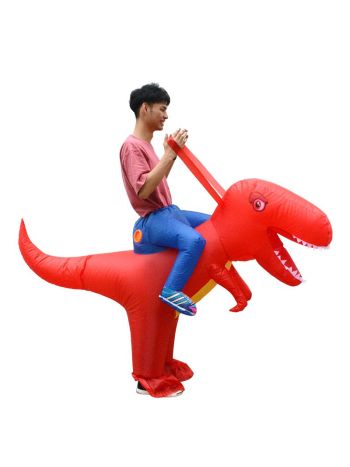 rot Dinosaurier mit Groß Kopf Tragen mich Reiten auf Aufblasbar Kostüm Halloween Weihnachten zum Erwachsener/Kind