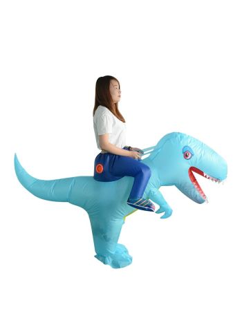 Blau Dinosaurier mit Groß Kopf Tragen mich Reiten auf Aufblasbar Kostüm Halloween Weihnachten zum Erwachsener/Kind