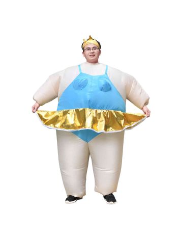 Ballerina Aufblasbar Kostüm Tiara Krone Halloween Weihnachten Kostüm zum Erwachsene Blau