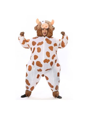 Kuh Milch Das Vieh Aufblasbar Kostüm Halloween Weihnachten Kostüm zum Erwachsener/Kind Kaffee Farbe