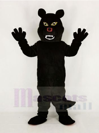 Heftig Schwarz Wolf Maskottchen Kostüm Karikatur