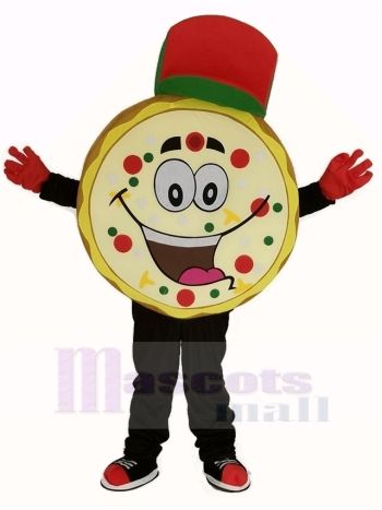 Lecker Pizza mit rot Hut Maskottchen Kostüm