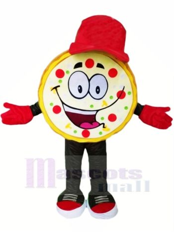 Komisch Pizza mit rot Hut Maskottchen Kostüme Karikatur