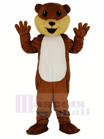 Ollie Otter mit Weiß Bauch Maskottchen Kostüm Karikatur