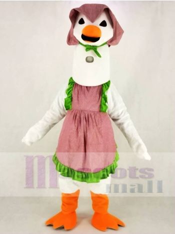Weiß Mutter Gans mit Kleid Maskottchen Kostüm Schule