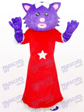 Rotes Kleid Weiblich Lila Bär Anime Maskottchen Kostüm