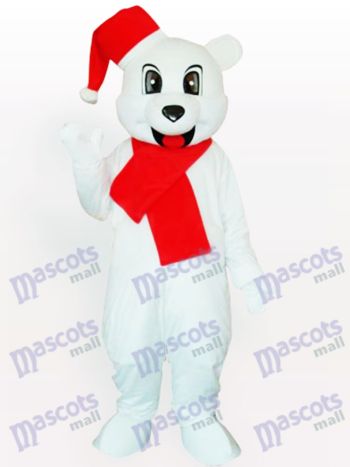 Weißer Bär mit Weihnachtsmütze Maskottchen Kostüm