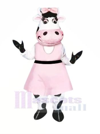 Wunderschönen Kuh mit Rosa Kleid Maskottchen Kostüme Tier