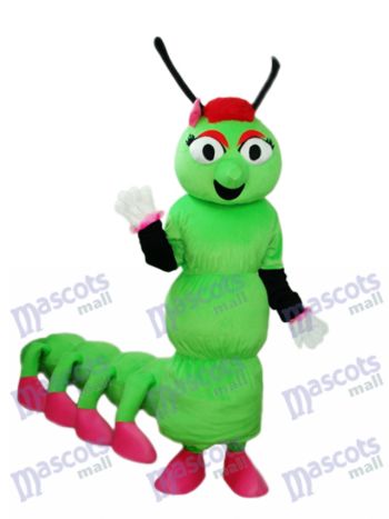 Grüner Wurm mit langen Schwanz Maskottchen Erwachsenen Kostüm Insekt