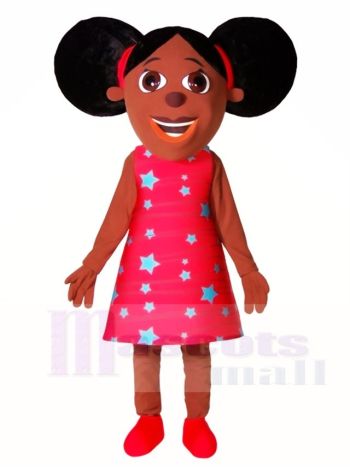 Schwarz Mädchen im roten Kleid Maskottchen Kostüme Menschen