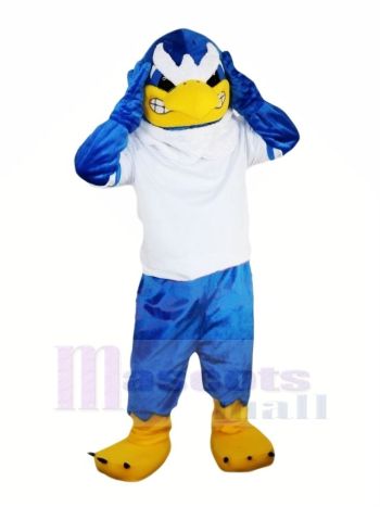 Blau Falke mit Weiß T-Shirt Maskottchen Kostüme Tier