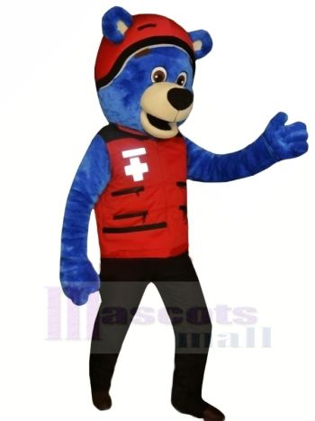 Blau Bär mit rot Hut Maskottchen Kostüme Tier