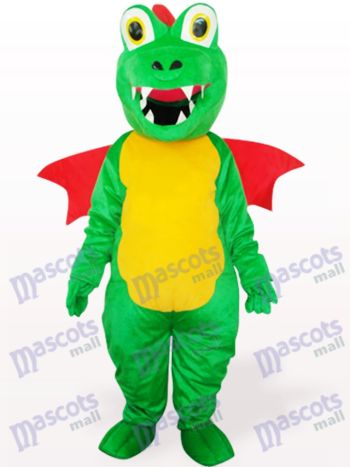 Grüner Dinosaurier mit Red Wing Maskottchen Kostüm für Erwachsene
