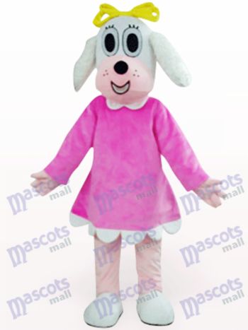 Weiblicher Hund in Fuchsia Kleidung Tier Maskottchen Kostüm