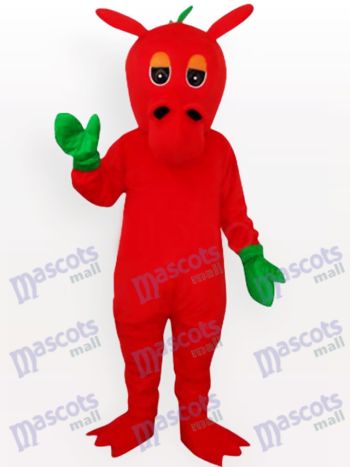 Roter Drache mit grünem Mitts Maskottchen Kostüm für Erwachsene