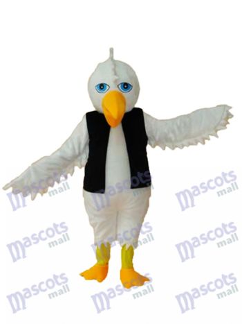 White Eagle in schwarzer Weste Maskottchen Adult Kostüm Tier