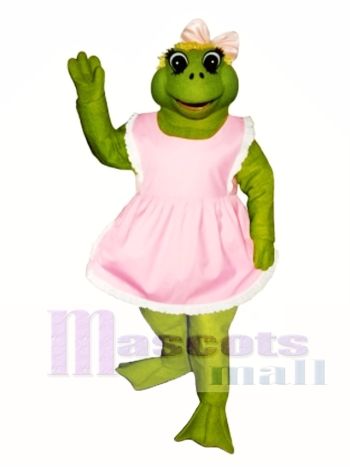 Farn Frosch mit Schürze & Bow Maskottchen Kostüm