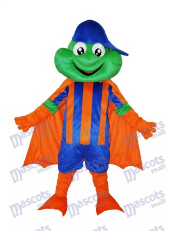 Glücklicher Frosch mit blauem Hut Erwachsener Maskottchen Kostüm Tier
