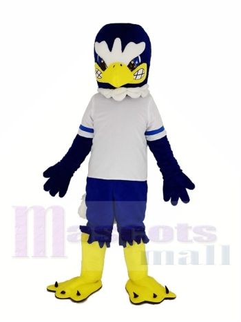 Heftig Blau Adler im Weiß T-Shirt Maskottchen Kostüm