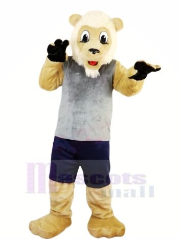 Löwe mit Grau Weste Maskottchen Kostüme Erwachsene