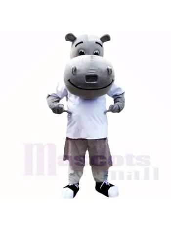 Grau Nilpferd mit Weiß Hemd Maskottchen Kostüme Schule