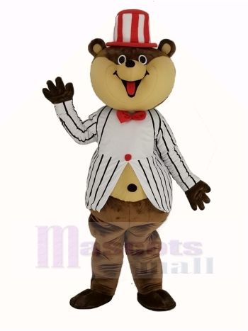Enorm Braun Teddy Bär mit Weiß Gestreift Mantel Maskottchen Kostüm