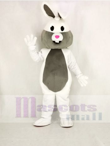 Weiß und Grau Ostern Hase Maskottchen Kostüm Karikatur
