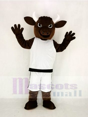 Braun Sport Leistung Stier mit Weiß Passen Maskottchen Kostüm Hochschule