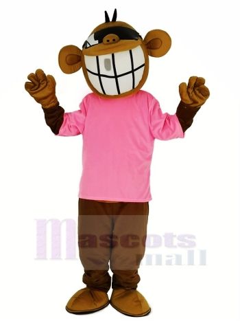 Cool Lustig Affe mit Rosa T-Shirt Maskottchen Kostüm Tier