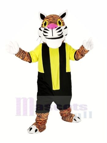 Leistung Tiger mit Schwarz und Gelb Sweatshirt Maskottchen Kostüm Tier