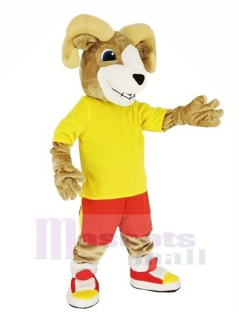 Sport RAM mit Gelb T-Shirt Maskottchen Kostüm