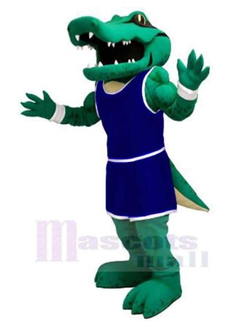Leistung Alligator mit Navy blau Uniform Maskottchen Kostüm Tier
