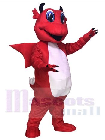 Roter Drache mit weißem Bauch Maskottchen Kostüm Tier