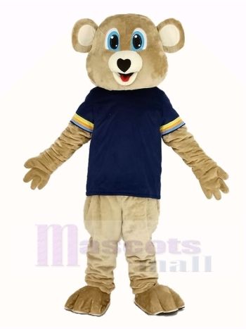 Braun Bär mit Schwarz T-Shirt Maskottchen Kostüm