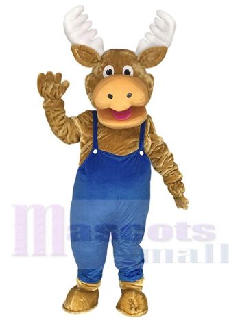 Ikea Elch Maskottchen Kostüme mit dunkelblauem Overall Tier
