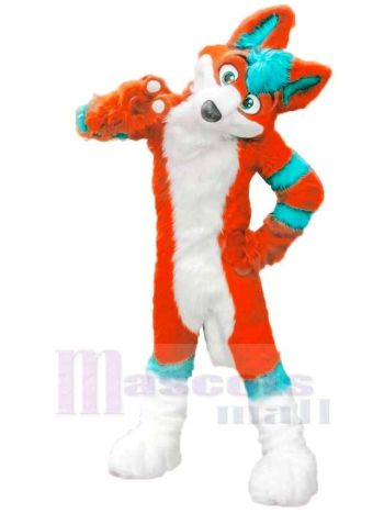 Orange und Blau Heiser Hund Fur suit Maskottchen Kostüm Karikatur