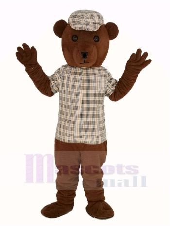 Teddy Bär im Gestreift Kleider Maskottchen Kostüm Karikatur