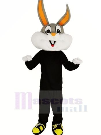 Grau und Weiß Hase mit Schwarz Mantel Maskottchen Kostüm