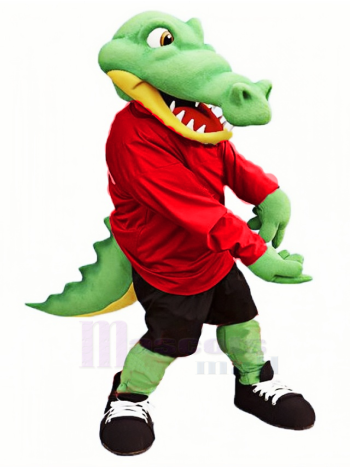 Grüner Alligator in schwarzen Sportshorts Maskottchen Kostüm