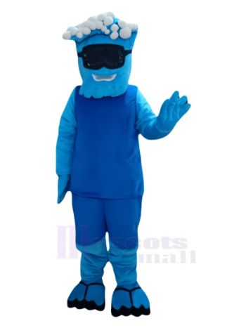 Fröhliche Blaue Welle Maskottchen Kostüm